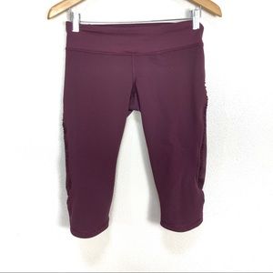 Lululemon Run Fast Free Crop Leggings Bordeaux‎ Women’s Sz 8